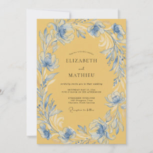 Goldene Azure Kränze Hochzeit Einladung