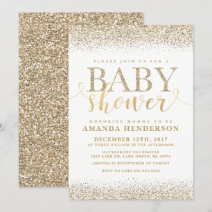 Goldene Baby Shower Einladung mit falschem Glitter