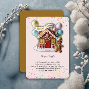 Goldene Babyparty im Gingerbread-Haus-Stil Begleitkarte