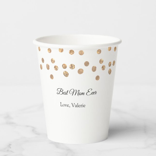 Goldene Bälle Glitzer Mama gibt Mutter je einen Na Pappbecher (Vorderseite)