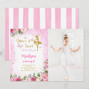 Goldene Ballerina-Foto-Einladung Einladung