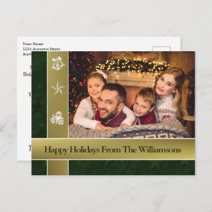 Goldene Bands rund um Familie Foto Happy Holidays Postkarte