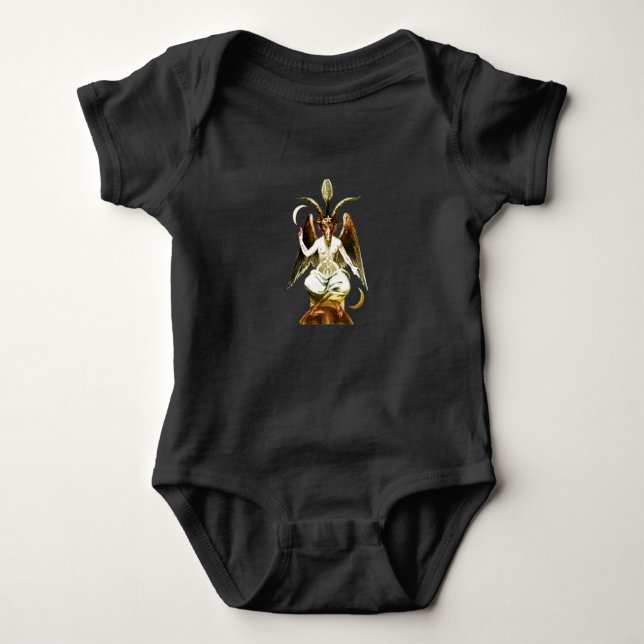 Goldene Baphometziege mit Satansymbolen Baby Strampler (Vorderseite)