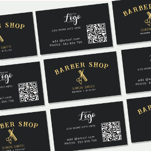 Goldene Barbier Schere Friseur Visitenkarte