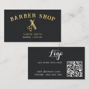 Goldene Barbier Schere Friseur Visitenkarte