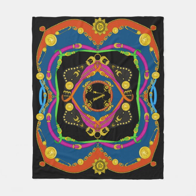 Goldene Barockkette: Elegantes Muster. Fleecedecke (Vorderseite)