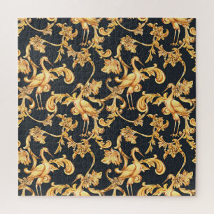 Goldene Barockkrane: Rokoko-Ornament. Puzzle