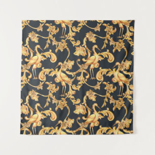 Goldene Barockkrane: Rokoko-Ornament. Wandteppich