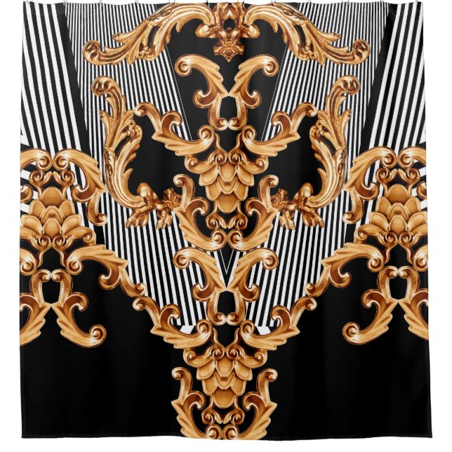 Goldene Barockschmuck Duschvorhang (Vorderseite)