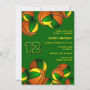 Goldene Basketball Kinder Sport Geburtstag Einladung
