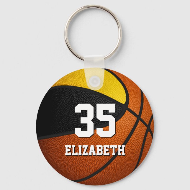 Goldene Basketballmannschaftsgeschenke Schlüsselanhänger (Vorderseite)