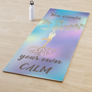 Goldene Baum-Silhouette, Farbige holografische Yog Yogamatte