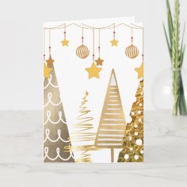 Goldene Bäume, Bauten und Dekorationen Feiertagskarte