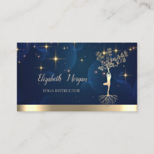Goldene Bäume Silhouette, Sterne, Yoga-Lehrer Visitenkarte