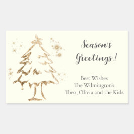 Goldene Bäume Weihnachten Rechteckiges Geschenk Et Rechteckiger Aufkleber