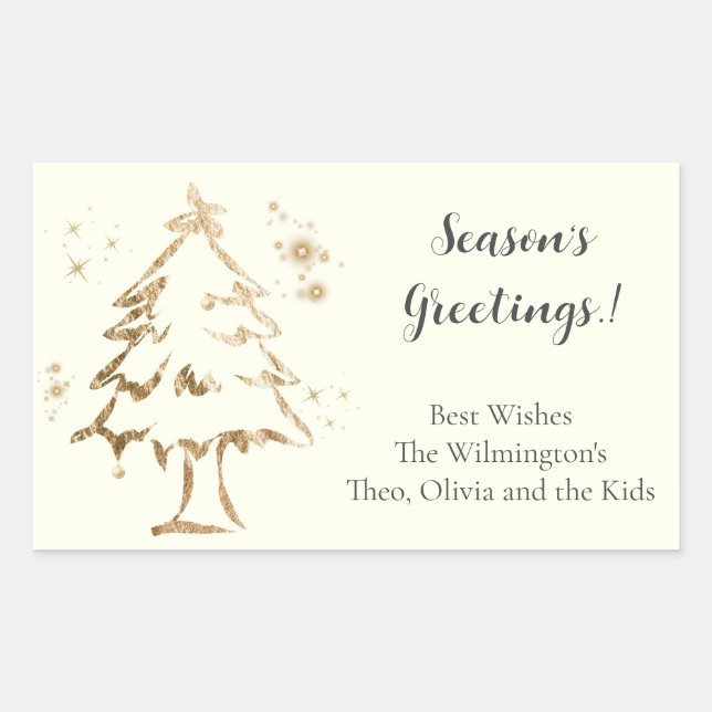 Goldene Bäume Weihnachten Rechteckiges Geschenk Et Rechteckiger Aufkleber (Vorderseite)