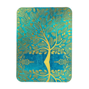 Goldene Baumreflektion über Blaue Pfaue Magnet