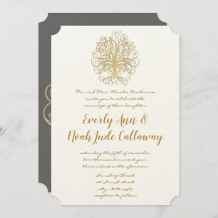 Goldene Baumwurzeln der Liebe Einladung zur Hochze