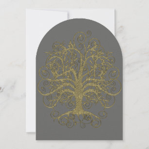 Goldene Baumwurzeln Liebe Hochzeit Einladung 3