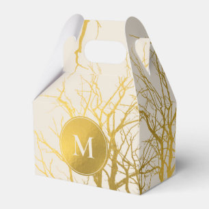 Goldene Baumzweig-Muster Beige Monogramm Geschenkschachtel