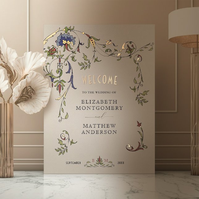 Goldene Begrüßung Mittelalterliche Ornament Hochze Foliendrucke (Von Creator hochgeladen)