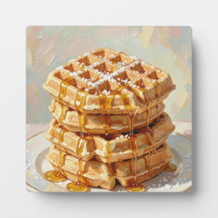 Goldene belgische Waffeln Sirup Ölmalerei Fotoplatte