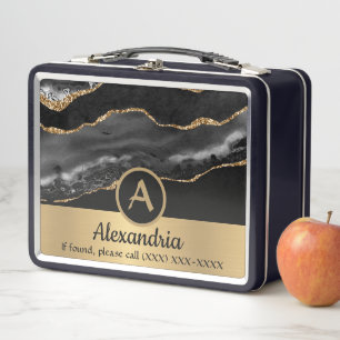 Goldene benutzerdefinierte Monogramm Name Luxus Ch Metall Brotdose