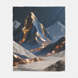 Goldene Bergmarmorlandschaft Fleecedecke