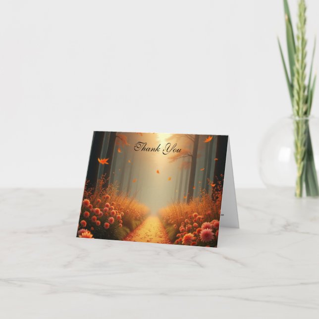 Goldene Bernstein Herbst Spazio -1 Dankeskarte (Vorderseite)