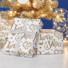 Goldene besondere Gelegenheit Ich liebe dich Geschenkpapier
