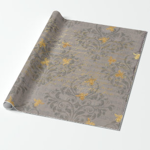 Goldene Biene und Schriftrolle Geschenkpapier