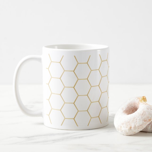 Goldene Bienenwaben-Kaffee-Tasse Kaffeetasse (Mit Donut)