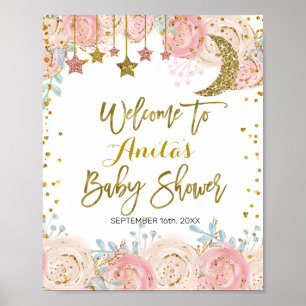 Goldene, binkle Kinderdusche Begrüßungszeichen Poster