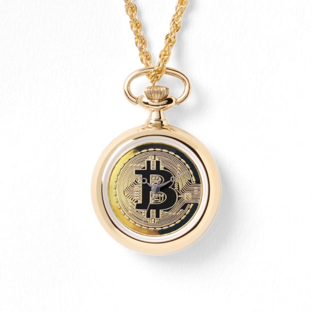 goldene Bitcoin-Uhrenkette Armbanduhr (Vorderseite)