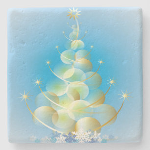 Goldene Blasen Moderne Kunst Weihnachtsbaum Steinuntersetzer