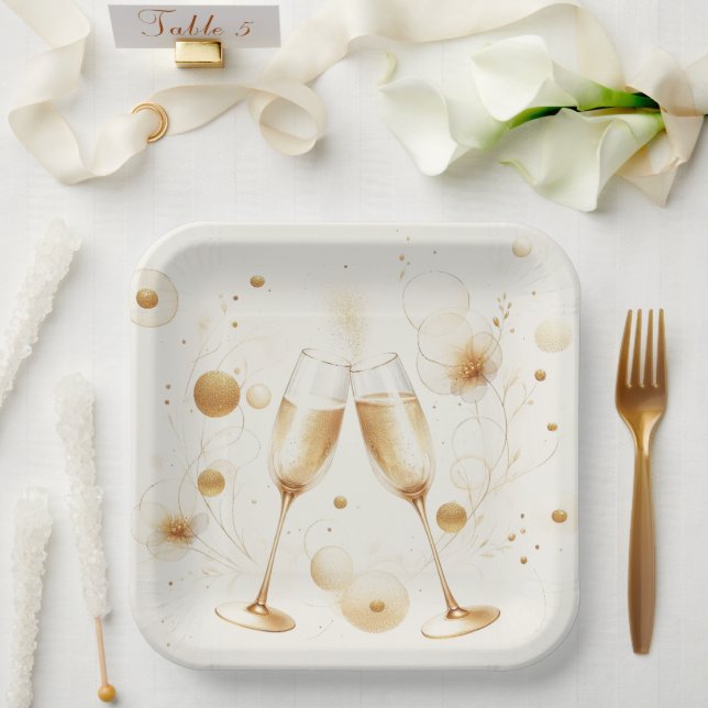 Goldene Blasen Papierplatten Pappteller (Hochzeit)