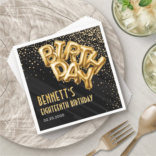 Goldene Blasen zum Geburtstag Serviette (Von Creator hochgeladen)