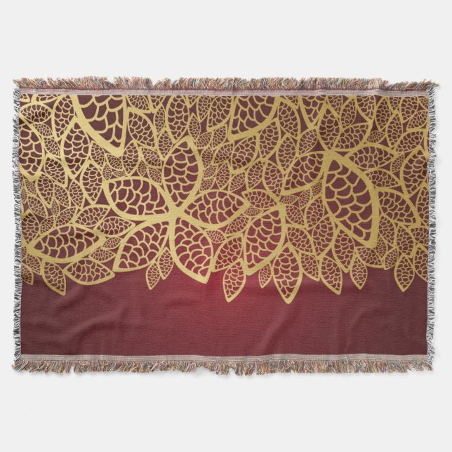 Goldene Blatspitze auf rotem Hintergrund Decke (Vorderseite)