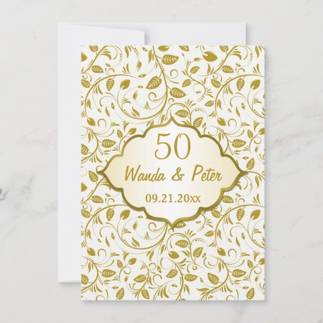 Goldene Blätter 50. Hochzeitstag Einladung (Vorderseite)