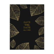 Goldene Blätter auf Black Elegant SAVE THE DATE