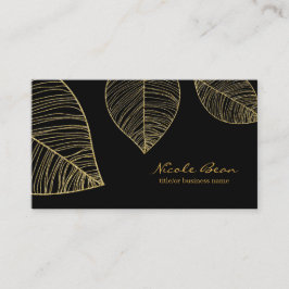 Goldene Blätter auf dem Schwarzen Elegant Glam Ber Visitenkarte