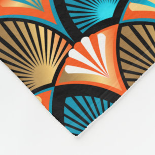 Goldene Blätter aus geometrischen Palmen im Art Dé Fleecedecke