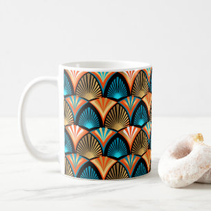 Goldene Blätter aus geometrischen Palmen im Art Dé Kaffeetasse