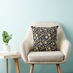 Goldene Blätter Blumen Muster Kissen