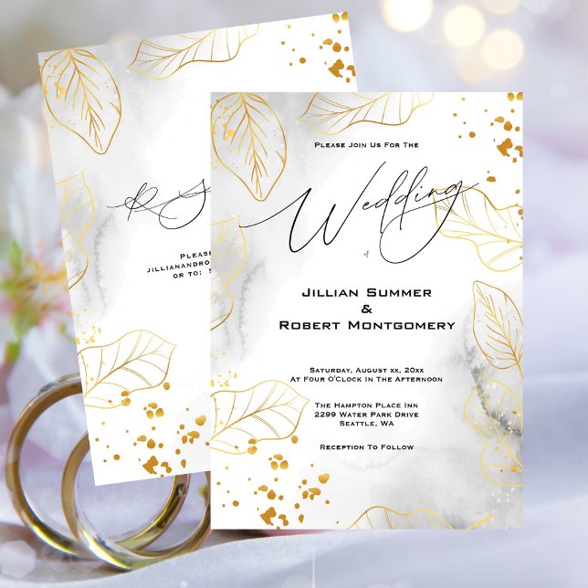 Goldene Blätter Elegante Hochzeit Einladung (Gold Leaf Elegant Wedding Invitation)