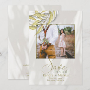 Goldene Blätter gefilterte Schatten Save the Date Einladung