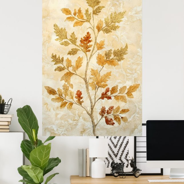 goldene Blätter, gemischt mit wärmeren Tönen Poster (Heimbüro)