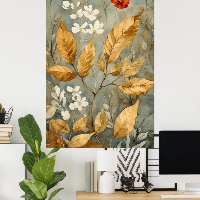 goldene Blätter, gemischt mit wärmeren Tönen Poster (Heimbüro)