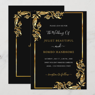 Goldene Blätter Gerahmte Einladung zur Hochzeit Bl