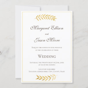 Goldene Blätter Hochzeit Gold und Braun Einladung